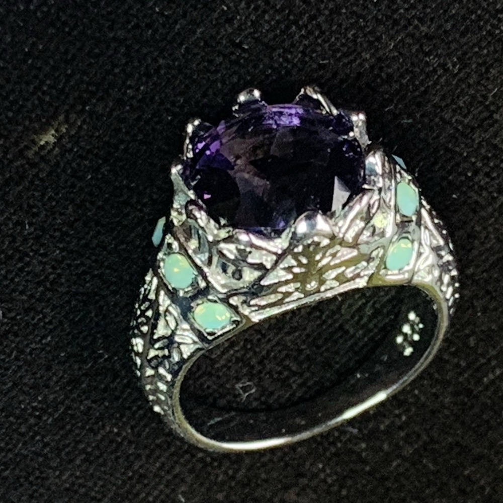 Deep Purple Large Gemstone Size 5.75 or 6 Cocktail Ring Sterling Silver 925